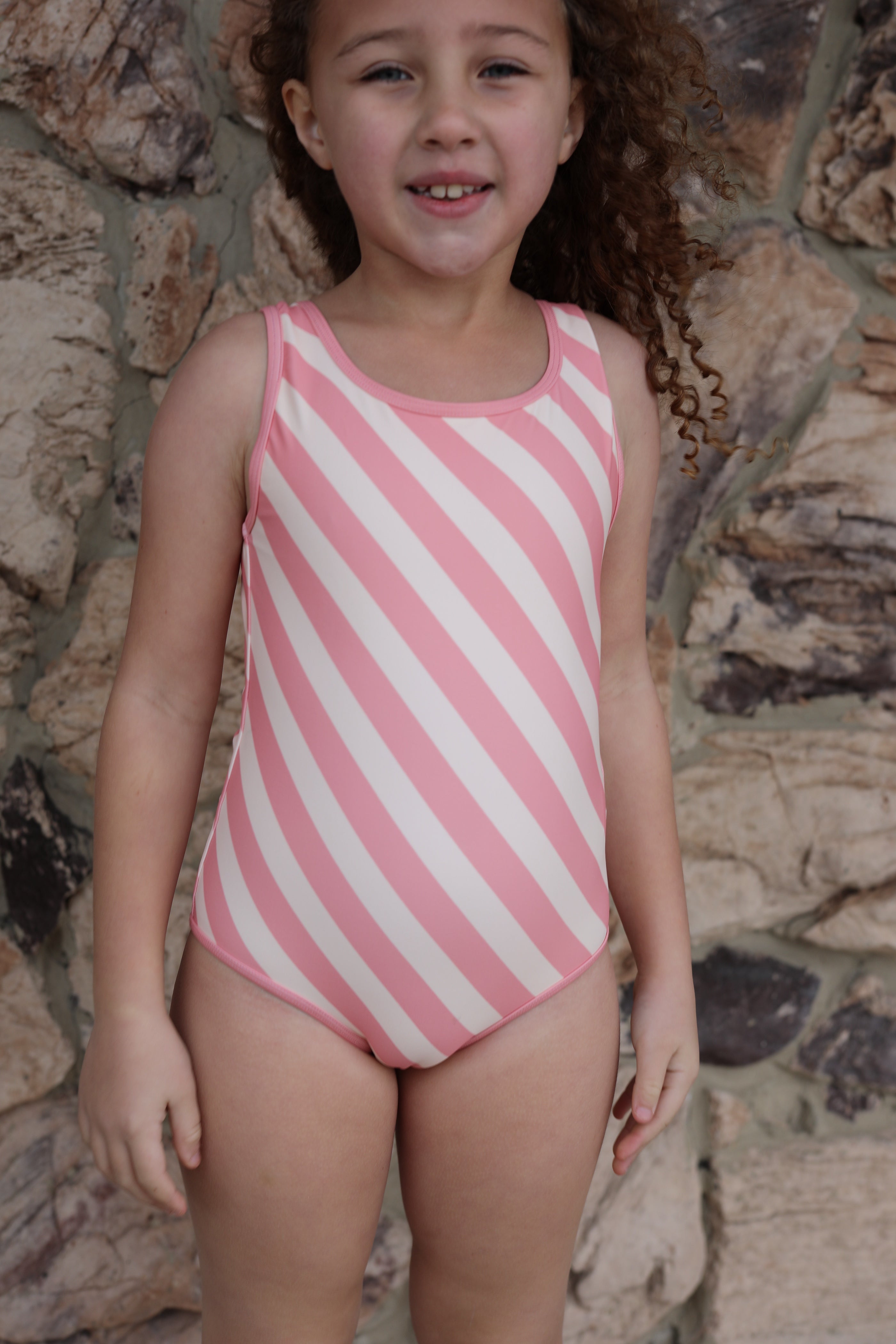 Soleil Stripe One Piece Tank - Retro Kids' Swimwear – Saint Ida