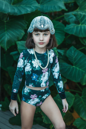 Moody Floral Two Piece Rash Guard - Sample
