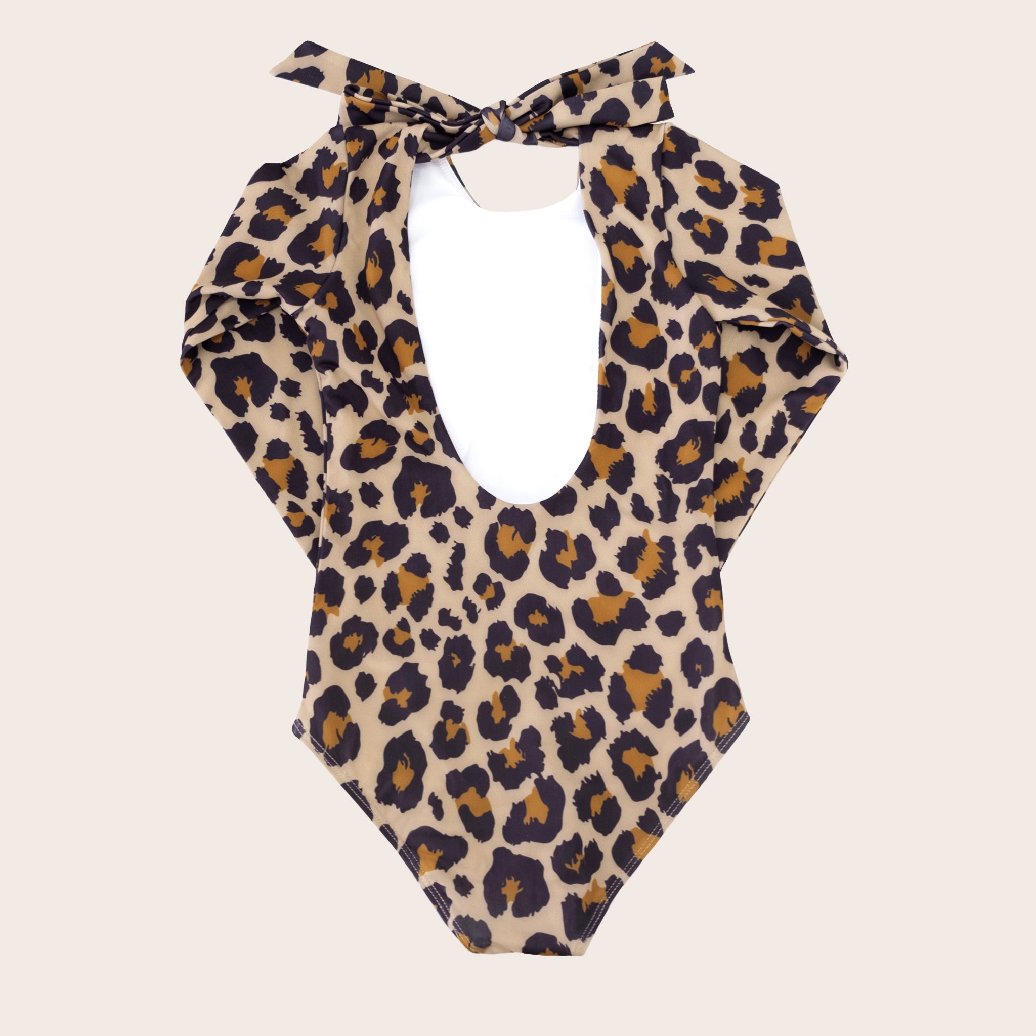 Leopard Girls' One Piece Long Sleeve - Retro Kids' Swimwear
