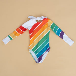Retro Primary Rainbow Long Sleeve Swim - Sample