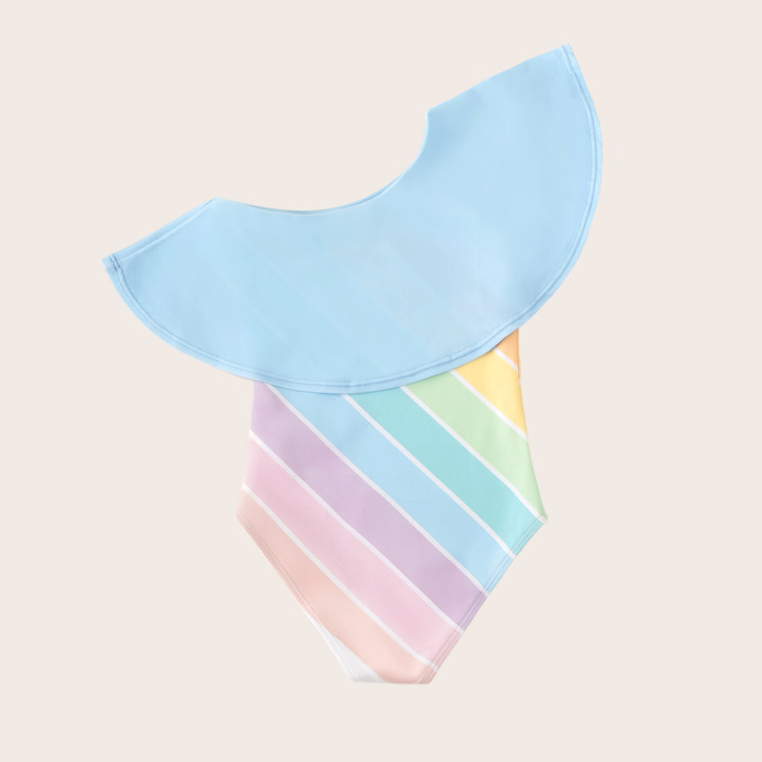West Coast Rainbow One Shoulder Ruffle Swimsuit
