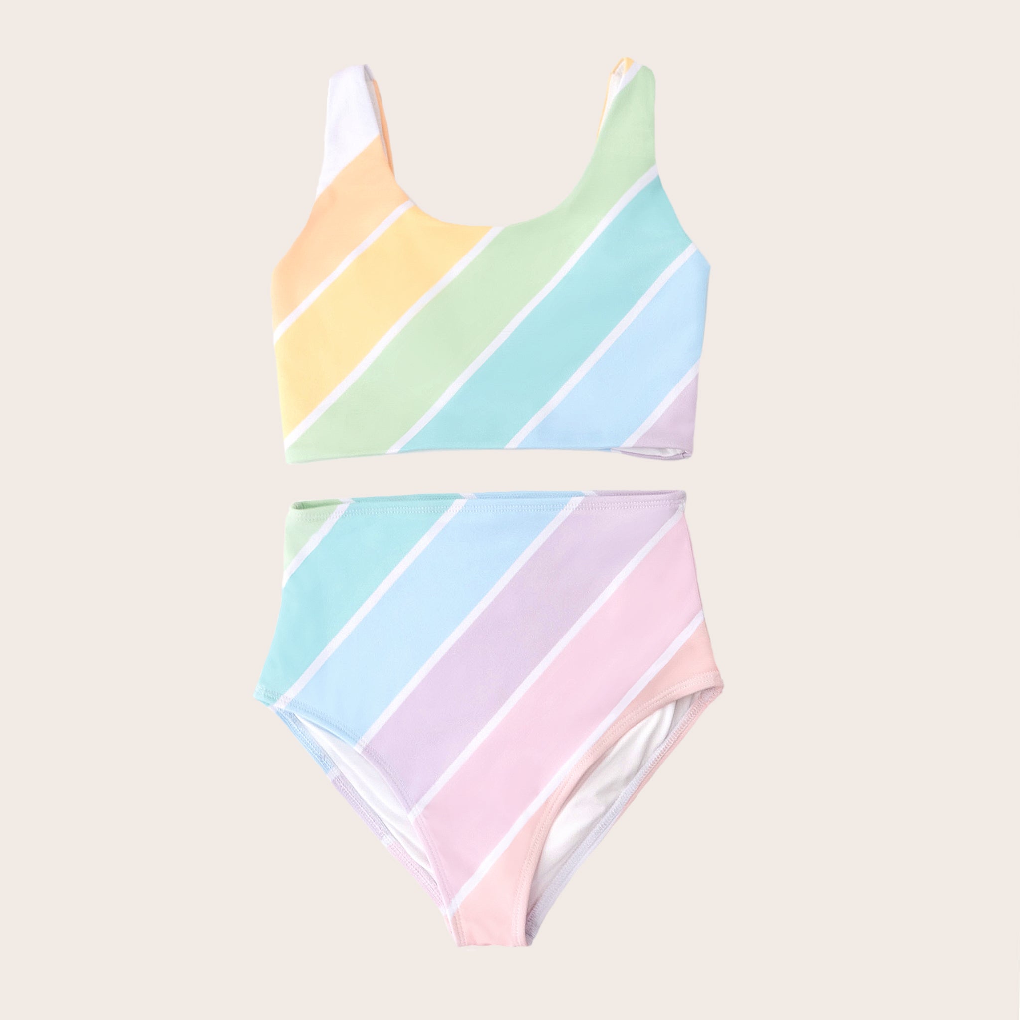West Coast Rainbow Girls Two Piece Tank Retro Kids Swimwear Saint Ida