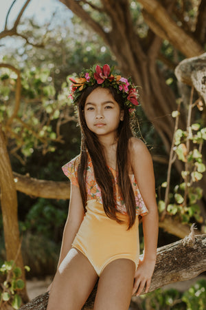 Orange Blossom One Shoulder Swim Suit