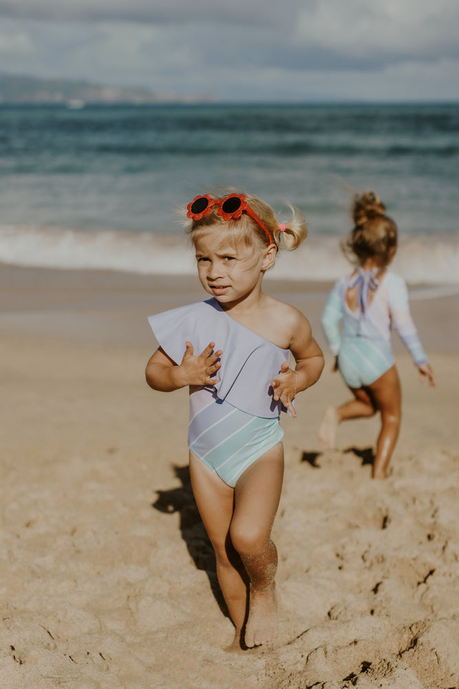 Minty Pastel One Shoulder Swim Suit