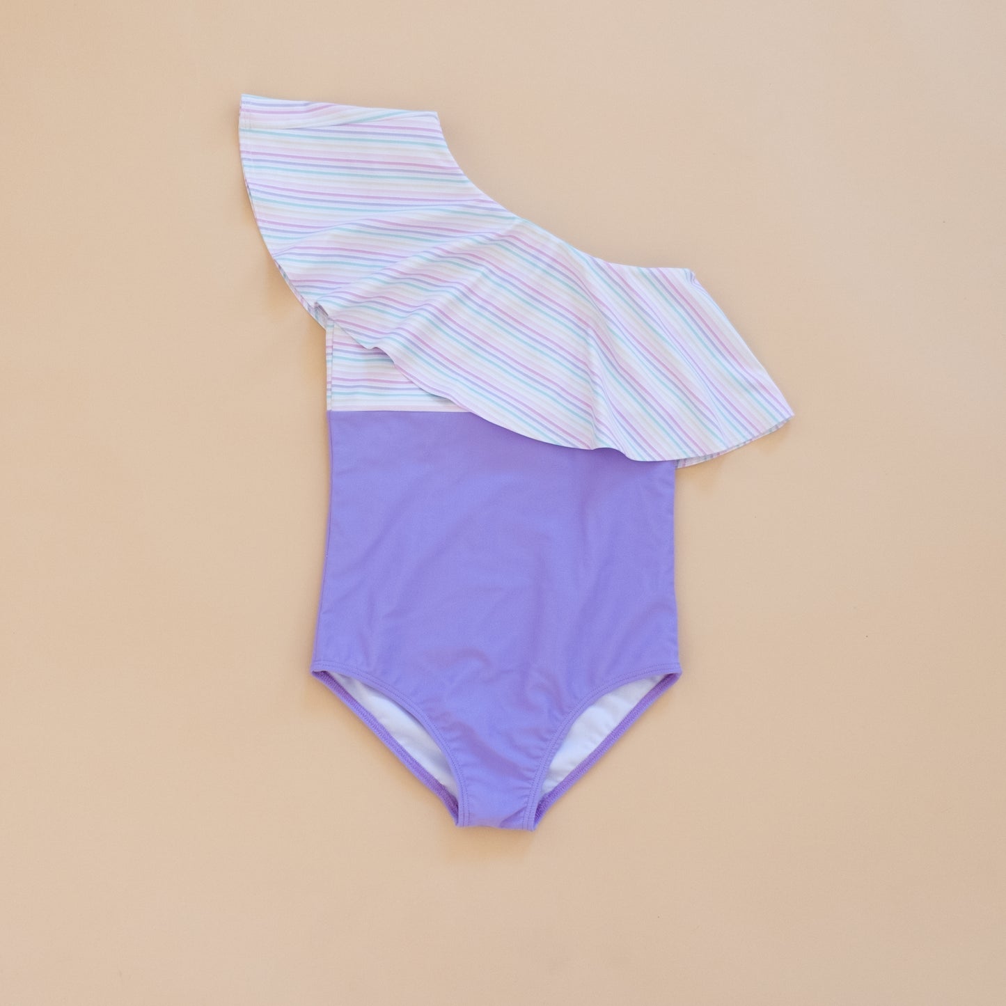 Pastel Rainbow Stripe One Shoulder Swim Suit – Saint Ida