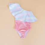 Velvet Plaid One Shoulder Swim Suit