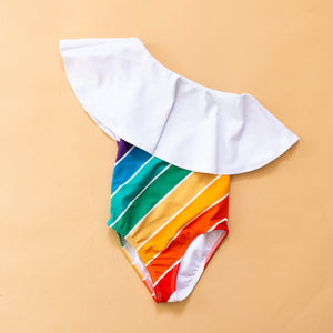 Retro Primary One Shoulder Swim Suit - Restock