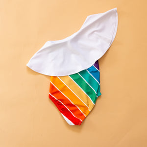 Retro Primary One Shoulder Swim Suit - Restock