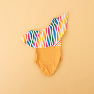 Fruit Stripe One Shoulder Swim Suit