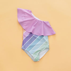 Minty Pastel One Shoulder Swim Suit - Restock