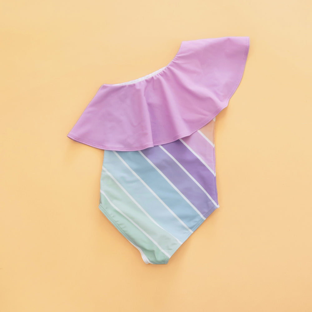 Minty Pastel One Shoulder Swim Suit - Restock