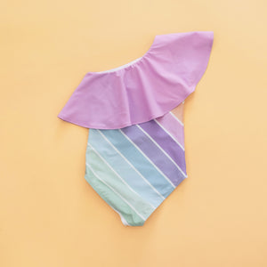 Minty Pastel One Shoulder Swim Suit - Restock