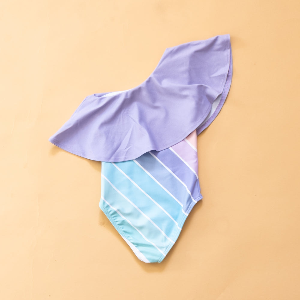 Minty Pastel One Shoulder Swim Suit