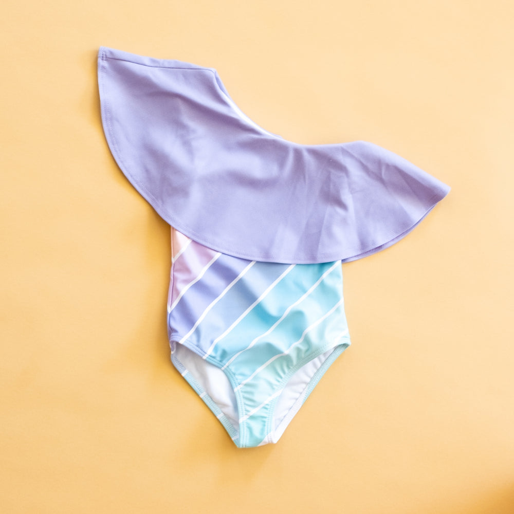 Minty Pastel One Shoulder Swim Suit