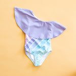 Minty Pastel One Shoulder Swim Suit